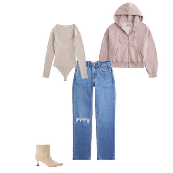 ABERCROMBIE Long sleeved sweetheart sweater bodysuit small light brown NWOT - Picture 4 of 8